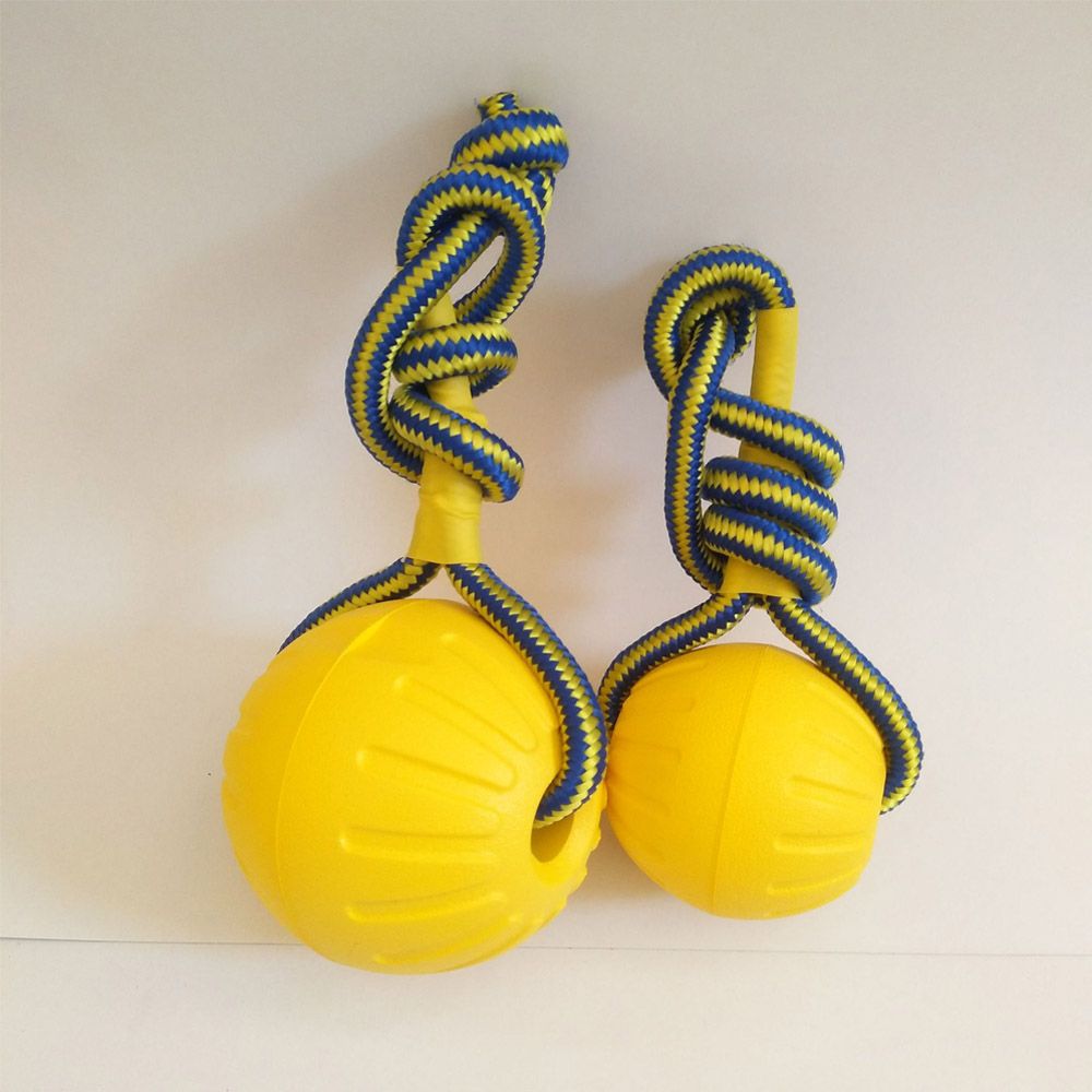Suction Cup Dog Tug Toy - 7cm/9cm 노란색 불멸의 고무 공 애완