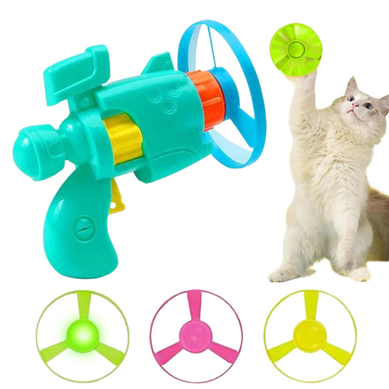 Flying Disc Dog Training Toy - 고양이 인터랙티브 플라잉 소서 건 야광