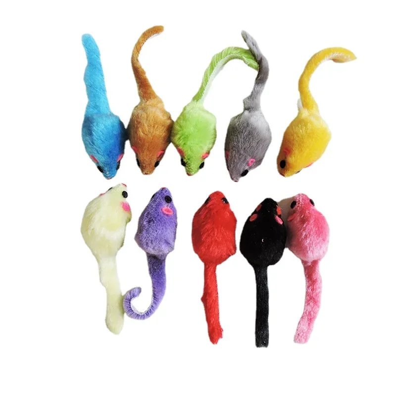 Catnip Interactive Plush Mouse - 8개의 털복숭이 고양이 장난감, 부드러운 솔리드