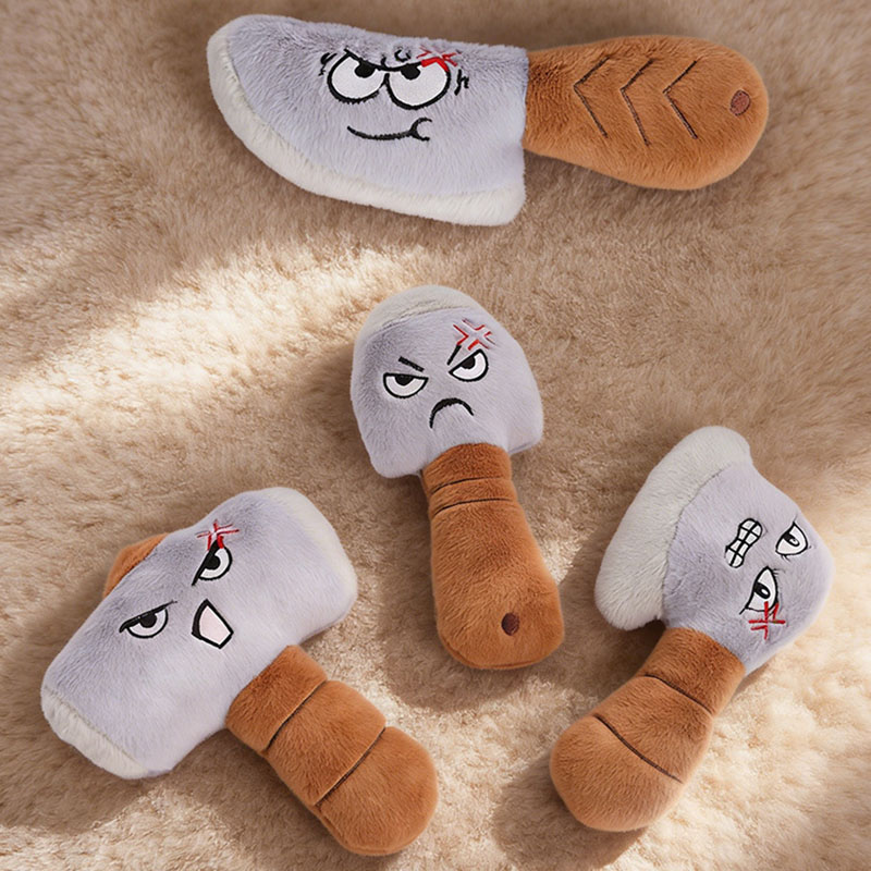 Interactive Squeaky Plush Dog Toy - 재미있는 얼굴의 플러시 강아지 장난감, 삑삑거리는