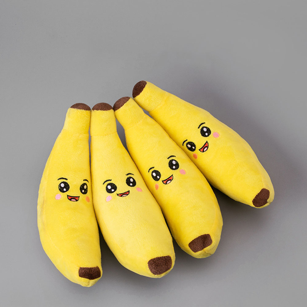 Interactive Squeaky Plush Dog Toy - 삑삑이 바나나 플러시 강아지 장난감 내구성