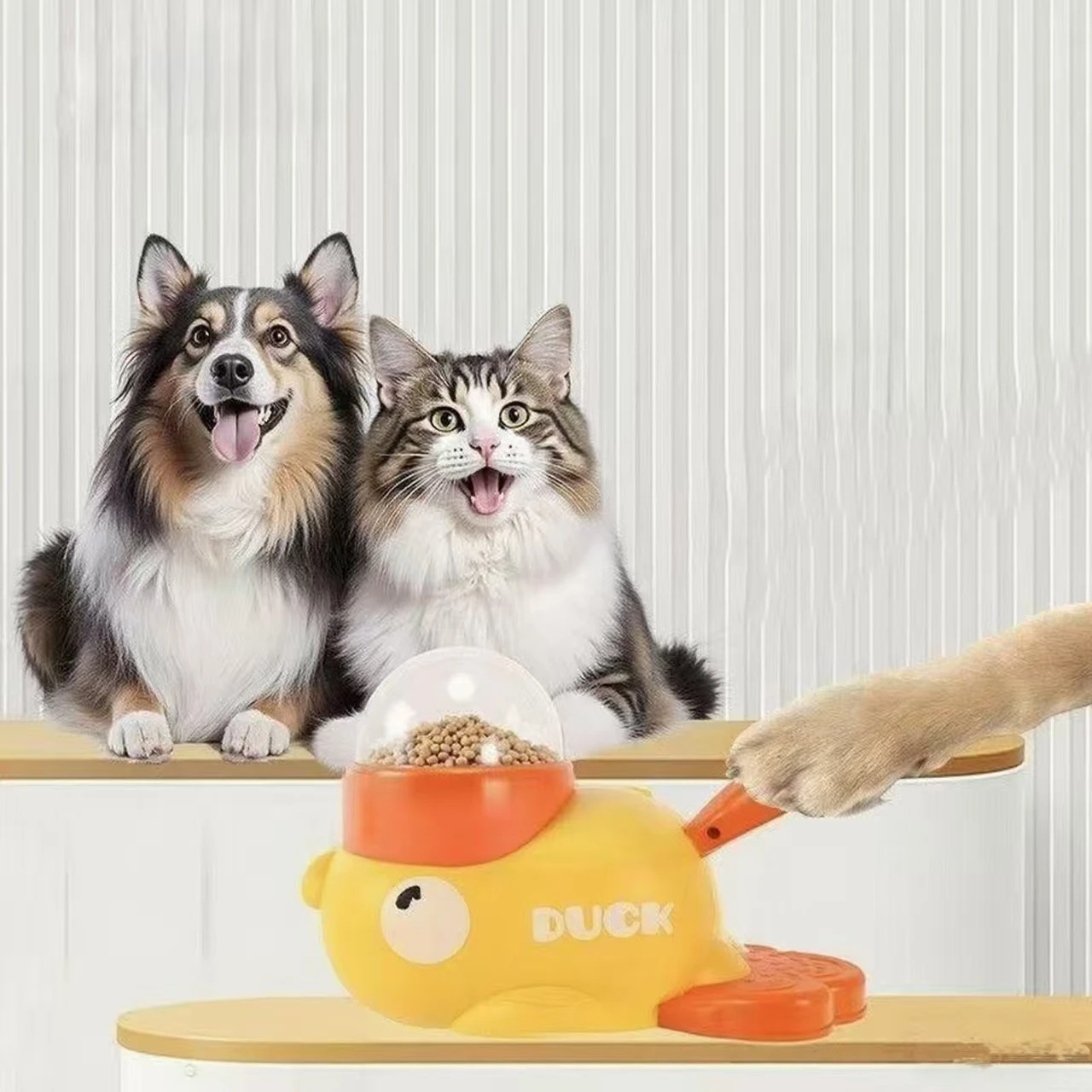 노란색 오리 모양의 인터랙티브 고양이 간식 디스펜서 내 - Dog Puzzle Feeder Toy 리뷰 및 가격