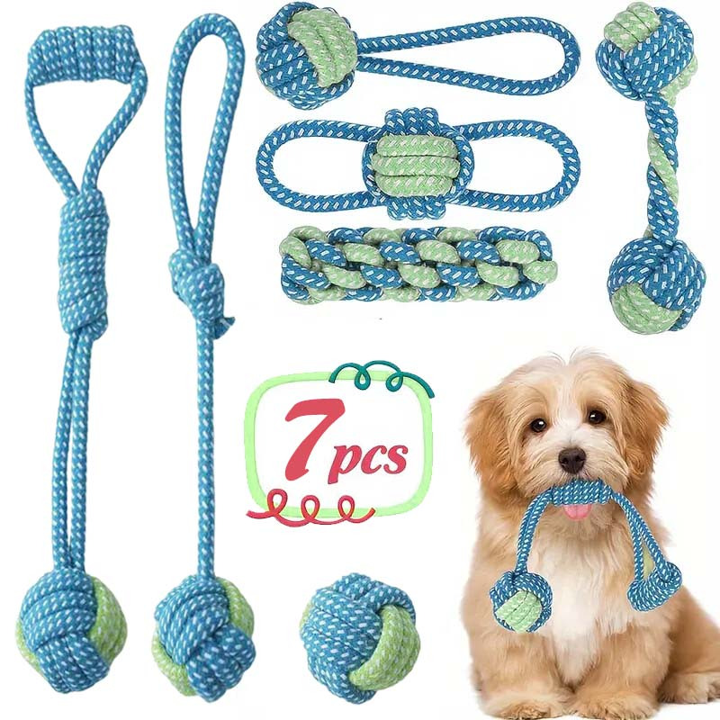 7개의 인터랙티브 매듭 장난감 내구성 훈련 세트, 강아 - Dog Rope Toy Aggressive Chewers 리뷰 및 가격