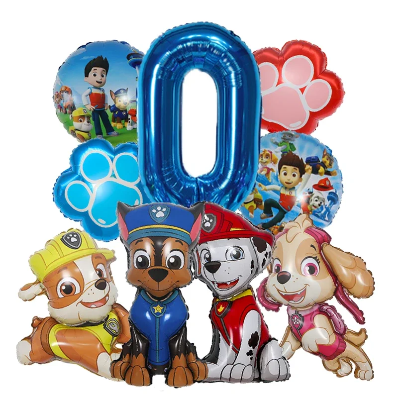 9개 만화 퍼트롤 호일 풍선 디지털 숫자 장식품 구조견 - Dog Toys 리뷰 및 가격