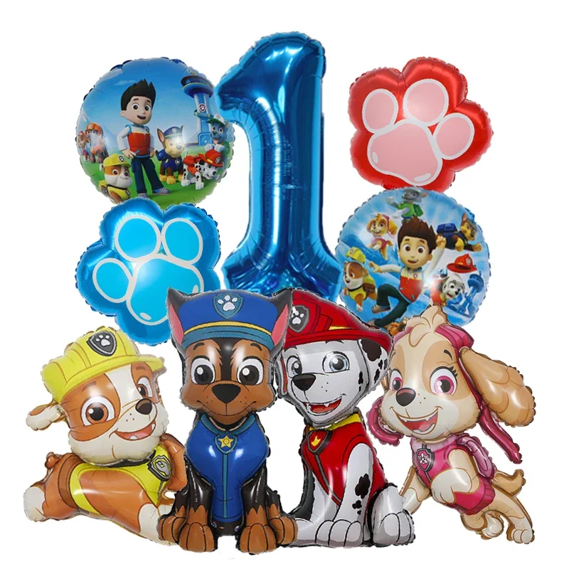 9개 만화 퍼트롤 호일 풍선 디지털 숫자 장식품 구조견 - Dog Toys 리뷰 및 가격
